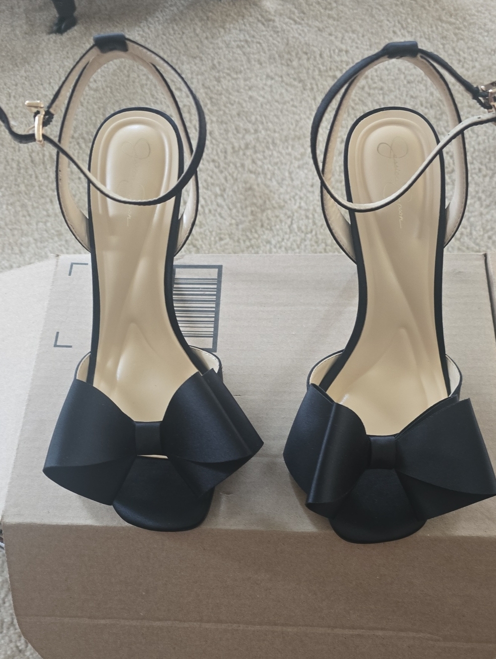 Jessica Simpson Black Bow Ankle-Strap Heels Size 10 - Picture 3 of 3